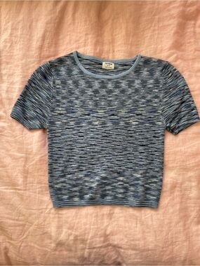 Cotton On Blue Multicolor Space-Dye Crop Top